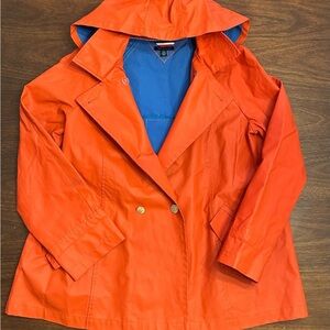 Tommy Hilfiger Orange Trench Coat with Blue Lining